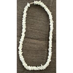 Hawaiian Jewelry White / Baby Blue Puka Shell Necklace 20 Inches Barrel Clasp